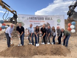 Weatherford Hall and The Brickyard founders digging dirt at the groundbreaking ceremony in Castle Rock CO